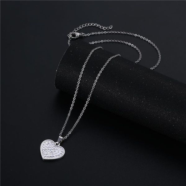 pendant necklaces stainless steel diamond heart necklace personality female fashion love shape jewelry cross-border pottery clay, Silver
pendant necklaces stainless steel diamond heart necklace personality female fashion love shape jewelry cross-border pottery clay, Silver