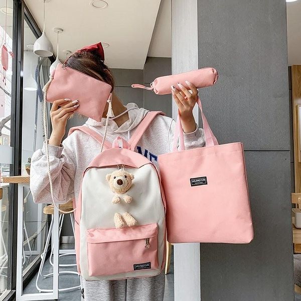 school bags 4 pcs sets canvas for teenager girls student women backpack bookbag
school bags 4 pcs sets canvas for teenager girls student women backpack bookbag