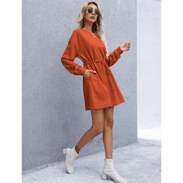 casual dresses autumn winter elegant slim dress 2021 women mini pocket solid color long sleeve o-neck elastic waist ladies office midi robe, Black;gray
casual dresses autumn winter elegant slim dress 2021 women mini pocket solid color long sleeve o-neck elastic waist ladies office midi robe, Black;gray