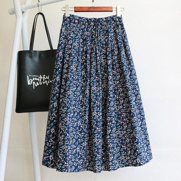 skirts literary romantic country small floral skirt mori girl 2021 autumn, Black