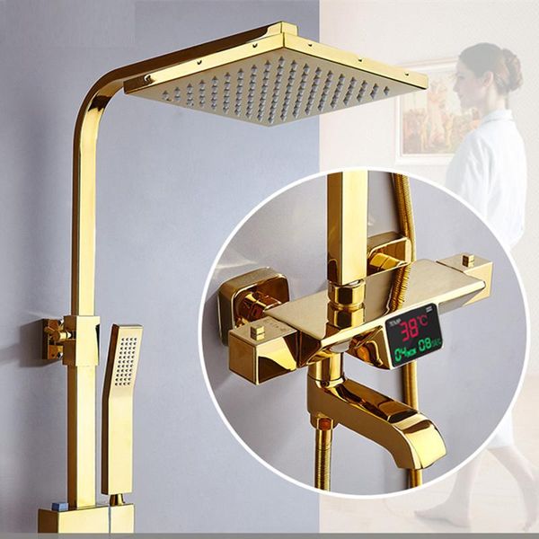 themostatic shower set quality brass gold digital bathroom system rainfall head bath sets
themostatic shower set quality brass gold digital bathroom system rainfall head bath sets