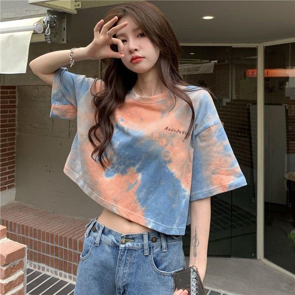 women's t-shirt short sleeve tie-dye tide korean student all-match fashion loose girl high-waisted navel t-shirts top, White
women's t-shirt short sleeve tie-dye tide korean student all-match fashion loose girl high-waisted navel t-shirts top, White