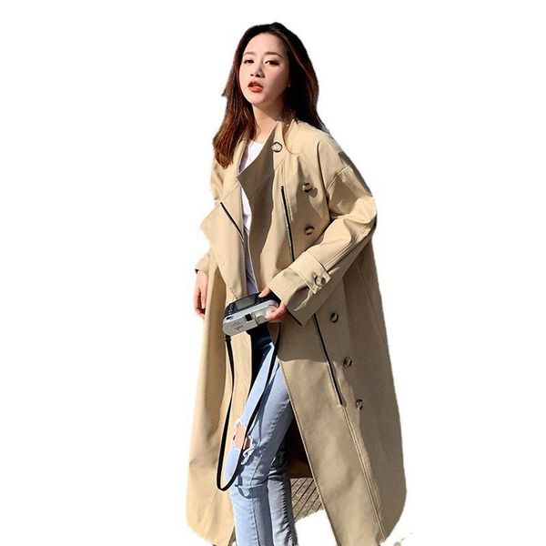 women's trench coats 2021 spring autumn fashion street oversized x-long outerwear female loose clothing casual khaki coat, Tan;black
women's trench coats 2021 spring autumn fashion street oversized x-long outerwear female loose clothing casual khaki coat, Tan;black