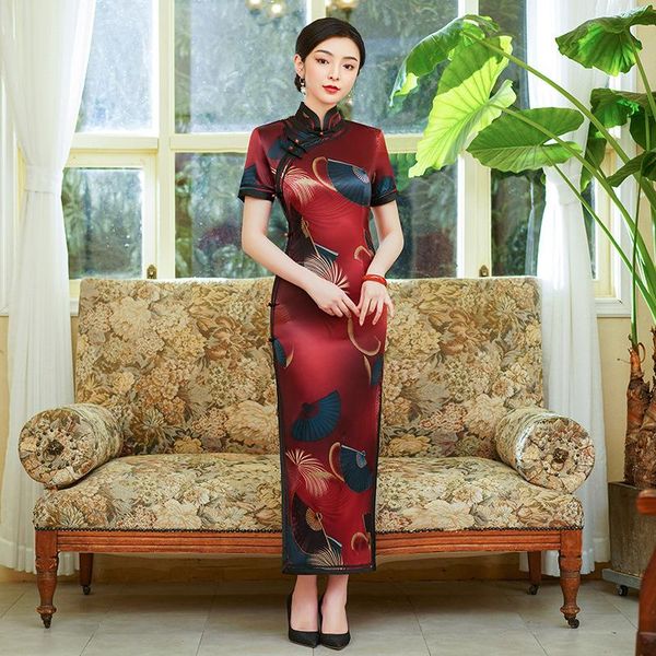 ethnic clothing women chinese style elegant qipao female vintage long slim high split cheongsam party gown, Red
ethnic clothing women chinese style elegant qipao female vintage long slim high split cheongsam party gown, Red