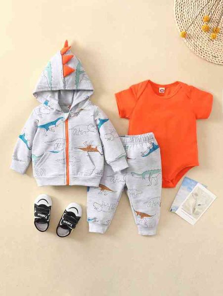baby dinosaur print 3d patched zip up hoodie & sweatpants & bodysuit she, White
baby dinosaur print 3d patched zip up hoodie & sweatpants & bodysuit she, White