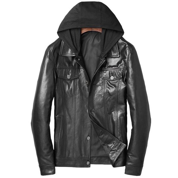 men's leather & faux men sheepskin coat short spring autumn jackets real genuine jacket, Black
men's leather & faux men sheepskin coat short spring autumn jackets real genuine jacket, Black