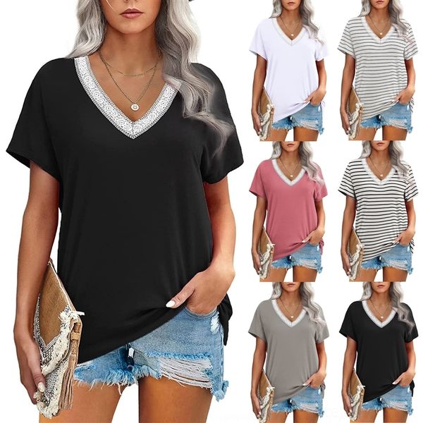 bj93 2021 summer t-shirt women's t-shirt llovernew temperament commuting loose stripe v-neck short sleeve 2021 women's summer pull, White
bj93 2021 summer t-shirt women's t-shirt llovernew temperament commuting loose stripe v-neck short sleeve 2021 women's summer pull, White