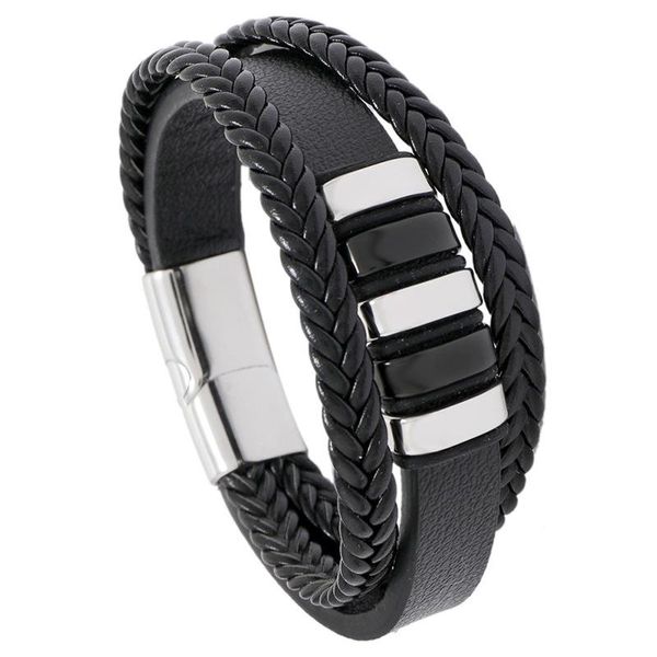 charm bracelets mens stainless steel braided bracelet magnetic black leather punk rock jewelry accessories, Golden;silver
charm bracelets mens stainless steel braided bracelet magnetic black leather punk rock jewelry accessories, Golden;silver