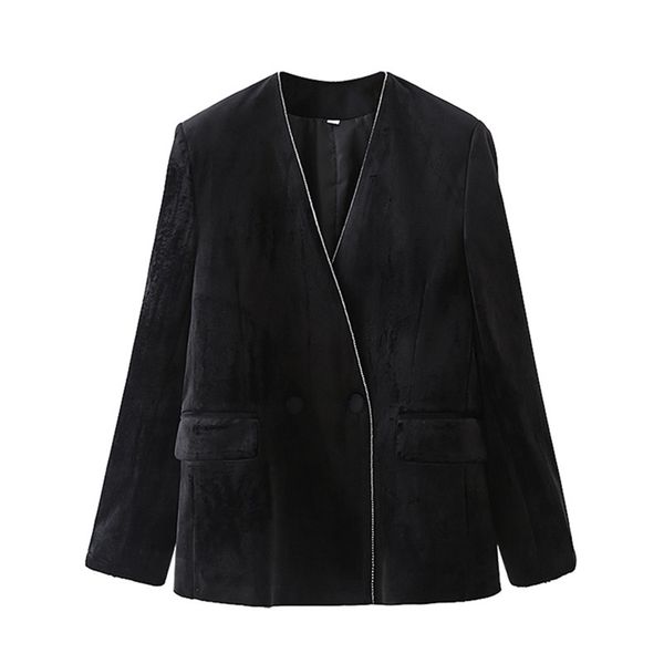 women elegant blazer velvet long sleeve double breasted slim check coat office work suit jacket outerwear 210531, White;black
women elegant blazer velvet long sleeve double breasted slim check coat office work suit jacket outerwear 210531, White;black