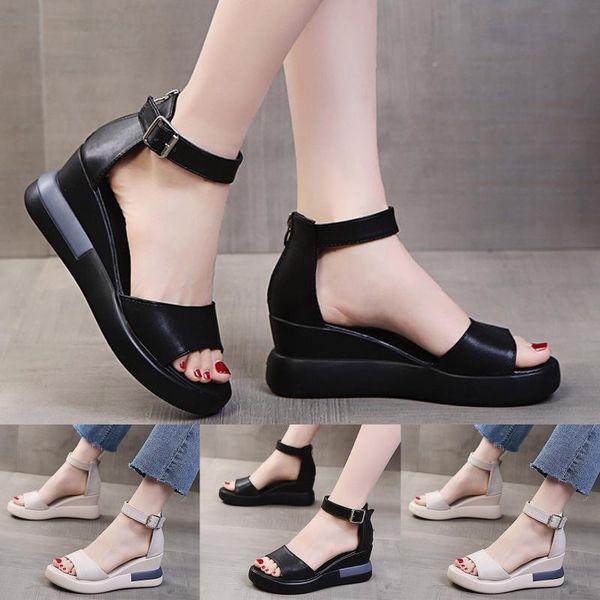 sandals women solid bohemian buckle peep toe wedges thick bottom flatform shoes 2021 women's sandalias de las mujeres, Black
sandals women solid bohemian buckle peep toe wedges thick bottom flatform shoes 2021 women's sandalias de las mujeres, Black