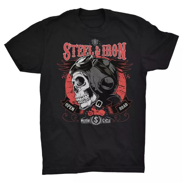 steel and iron t shirt motorcycle skull helmet cafe racer biker rider garage, White;black
steel and iron t shirt motorcycle skull helmet cafe racer biker rider garage, White;black