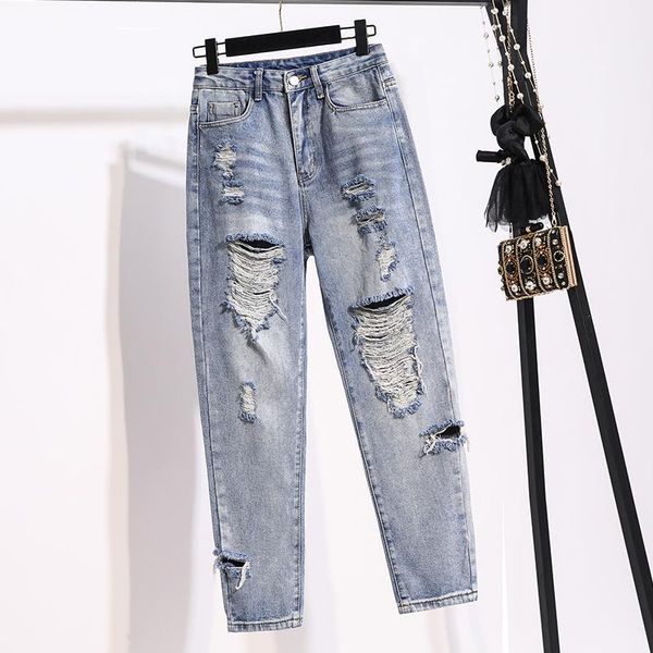 women's jeans big yards fashion ladies' spring 2021 fat younger sister mm hole in nine points are loose harlan beggar pants, Blue
women's jeans big yards fashion ladies' spring 2021 fat younger sister mm hole in nine points are loose harlan beggar pants, Blue