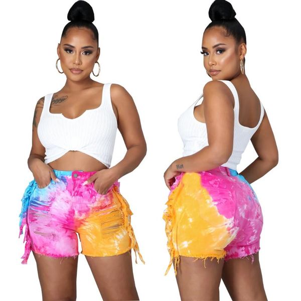 women's shorts bottoms women tie dye streetwear fashion summer denim ripped hole, White;black
women's shorts bottoms women tie dye streetwear fashion summer denim ripped hole, White;black