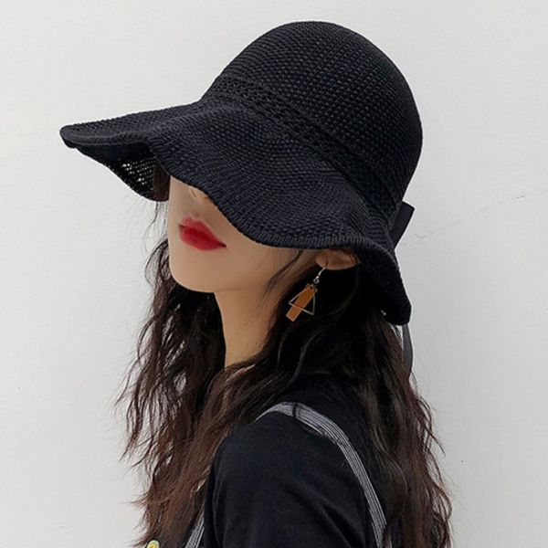 open hat women's sunshade summer big edge bow can be folded outdoor sunscreen versatile straw, Blue;gray
open hat women's sunshade summer big edge bow can be folded outdoor sunscreen versatile straw, Blue;gray