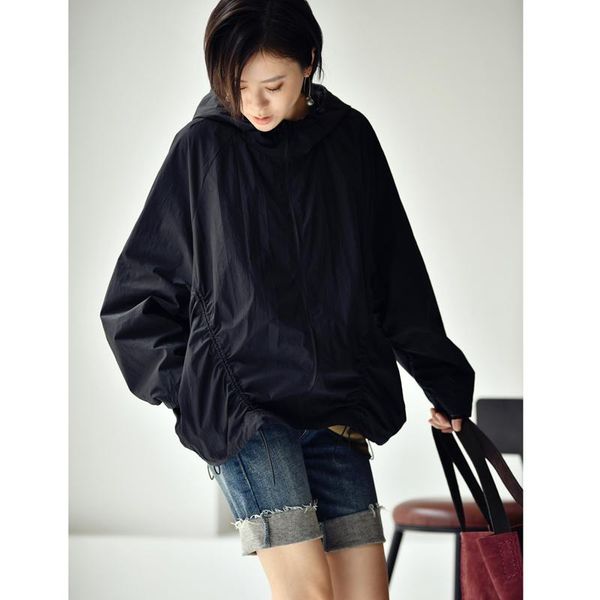 women's jackets micoco w9829c simple literary personality three-dimensional pleating design loose leisure hooded short coat, Black;brown
women's jackets micoco w9829c simple literary personality three-dimensional pleating design loose leisure hooded short coat, Black;brown