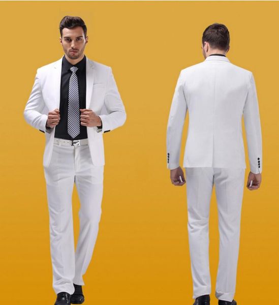 men's suits & blazers 2 pieces white men slim fit peaked lapel tuxedos wedding for groomsmen one button mens suit (jacket+pants), White;black
men's suits & blazers 2 pieces white men slim fit peaked lapel tuxedos wedding for groomsmen one button mens suit (jacket+pants), White;black