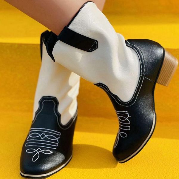 boots ladies pointed toe large size 43 thick heel western style autumn women's shoes fashion casual stitching leather roman, Black
boots ladies pointed toe large size 43 thick heel western style autumn women's shoes fashion casual stitching leather roman, Black