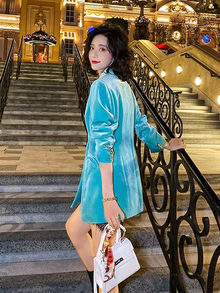 luxury blue elegant blazers coat women fashion 2021 spring autumn long sleeve double breasted office lady suit outerwear women's suits, White;black
luxury blue elegant blazers coat women fashion 2021 spring autumn long sleeve double breasted office lady suit outerwear women's suits, White;black