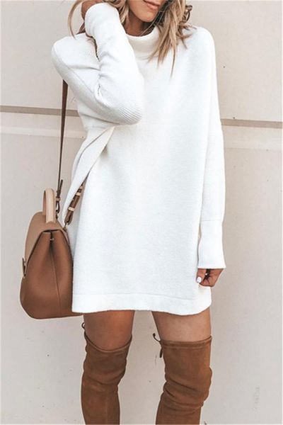 simple hale knitted sweater female dress streetwear sleeve femher clothes, White;black
simple hale knitted sweater female dress streetwear sleeve femher clothes, White;black