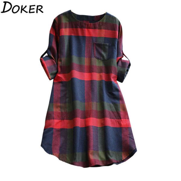 plus size plaid dres o-neck long sleeve loose pullovers streetwear mini casual womens 210604, Black;gray
plus size plaid dres o-neck long sleeve loose pullovers streetwear mini casual womens 210604, Black;gray