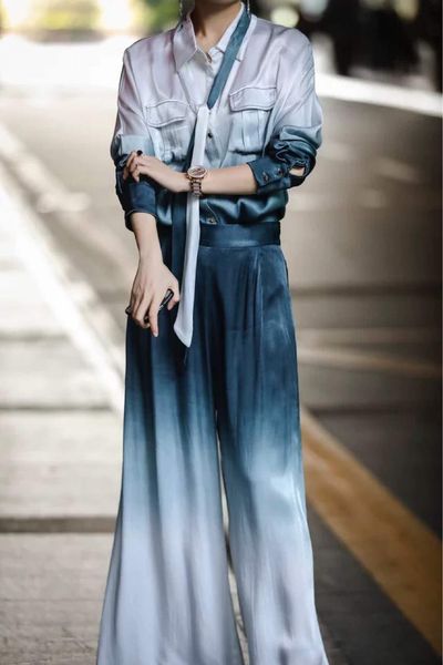 autumn new design fashion full turn down collar shirt wide leg pants two piece outfits for women 210421, White
autumn new design fashion full turn down collar shirt wide leg pants two piece outfits for women 210421, White