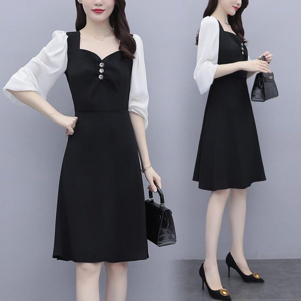 casual dresses black korean fashion clothing woman party vintage plus big size women's clothes 2021 spring dress female d0292, Black;gray
casual dresses black korean fashion clothing woman party vintage plus big size women's clothes 2021 spring dress female d0292, Black;gray