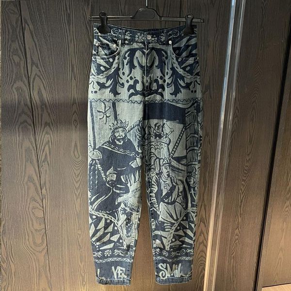women's jeans fashion runway woman's sicily vintage graffiti print woman pants summer 2021, Blue
women's jeans fashion runway woman's sicily vintage graffiti print woman pants summer 2021, Blue
