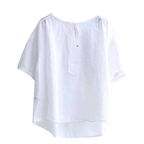 harajuku casual shirt women's hi-low tunics solid color blouse loose cotton linen summer daily o-neck blouses & shirts, White
harajuku casual shirt women's hi-low tunics solid color blouse loose cotton linen summer daily o-neck blouses & shirts, White