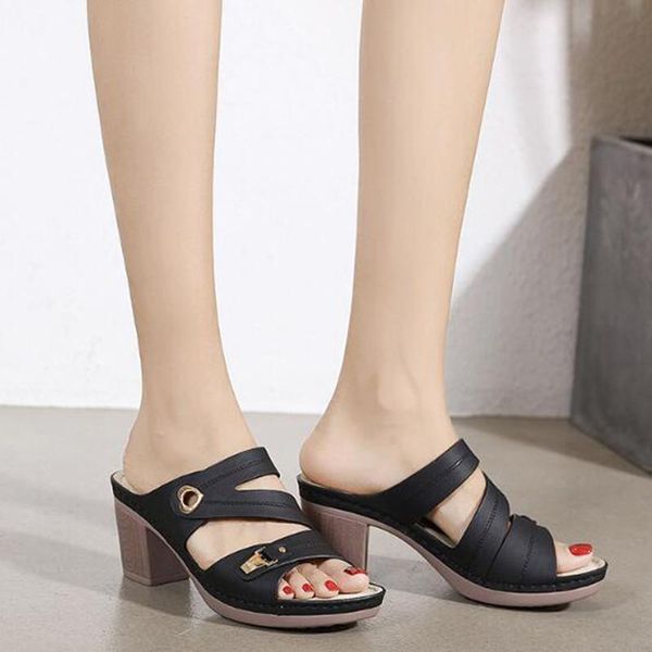 women's slippers sandals 2021 summer 8cm high heels women shoes woman fashion, Black
women's slippers sandals 2021 summer 8cm high heels women shoes woman fashion, Black