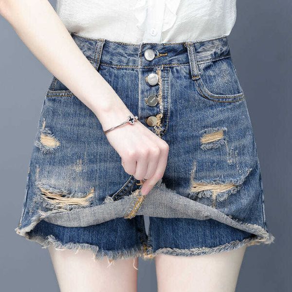women's shorts women summer high waist denim casual jeans ripped hole female button skirts vknc, White;black
women's shorts women summer high waist denim casual jeans ripped hole female button skirts vknc, White;black