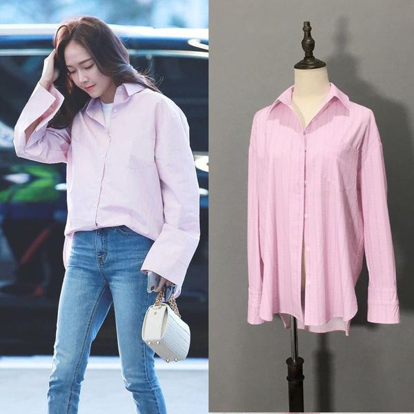 women's blouses & shirts kpop seo yea ji stripes cotton pink long sleeve women buttons loose temperament elegant summer lapel and, White
women's blouses & shirts kpop seo yea ji stripes cotton pink long sleeve women buttons loose temperament elegant summer lapel and, White