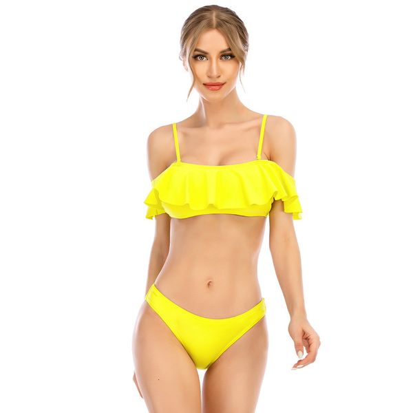 shoulder 2021 one lotus line leaf split solid color bikini swimsuit, White;black
shoulder 2021 one lotus line leaf split solid color bikini swimsuit, White;black