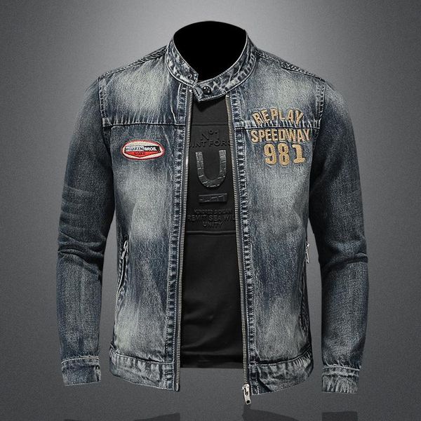 men's jackets embroidery denim biker motorcycle jacket slim fit stand collar fashion lettter patch casual men jeans coat drop, Black;brown
men's jackets embroidery denim biker motorcycle jacket slim fit stand collar fashion lettter patch casual men jeans coat drop, Black;brown