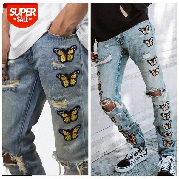 wind butterfly embroidery distressed slim-fit jeans with small feet, hip-hop rap trousers #bd5t, Blue
wind butterfly embroidery distressed slim-fit jeans with small feet, hip-hop rap trousers #bd5t, Blue