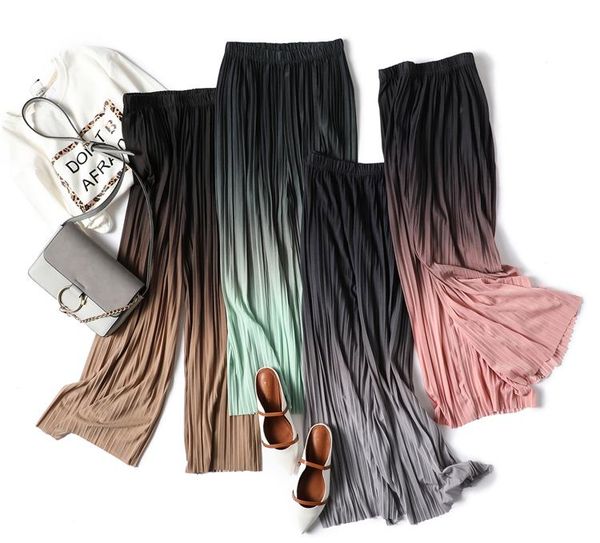 women's pants & capris women summer ice silk gradual color wide leg pleated large size high-waisted skirt straight beach, Black;white
women's pants & capris women summer ice silk gradual color wide leg pleated large size high-waisted skirt straight beach, Black;white