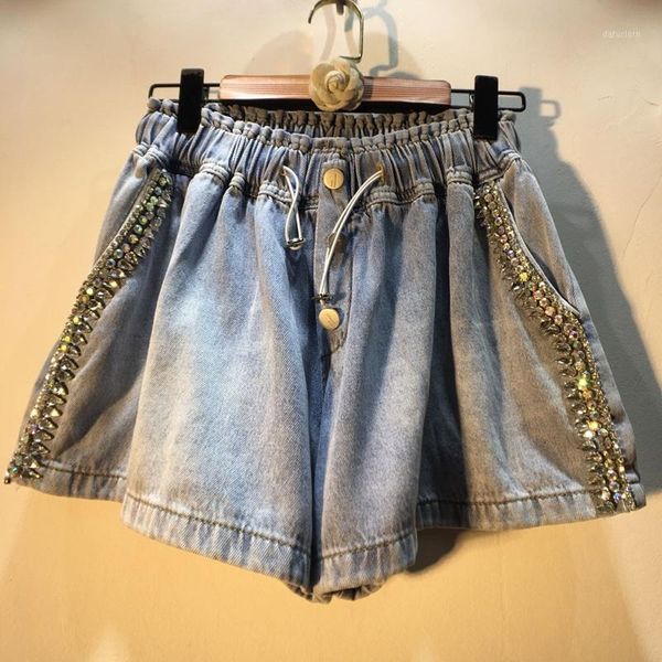 women's jeans european station 2021 summer goods diamond beaded high waist slimming wide-leg denim shorts pants, Blue
women's jeans european station 2021 summer goods diamond beaded high waist slimming wide-leg denim shorts pants, Blue