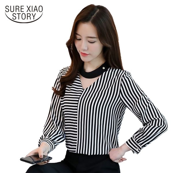 female blusas autumn women shirt striped printing long sleeved blouse office lady v-neck chiffon c981 30 210506, White
female blusas autumn women shirt striped printing long sleeved blouse office lady v-neck chiffon c981 30 210506, White
