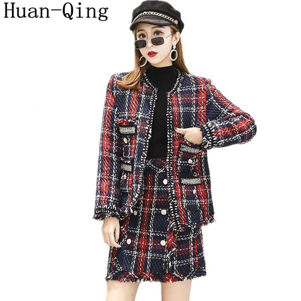 women's two piece pants plaid tweed 2 set autumn runway women long sleeve woolen suit jacket coat + package hip skirt, White
women's two piece pants plaid tweed 2 set autumn runway women long sleeve woolen suit jacket coat + package hip skirt, White