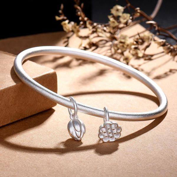 bangle exquisite frosted two-life huan bracelet female young three-life lotus silver-plated with jewelry, Black
bangle exquisite frosted two-life huan bracelet female young three-life lotus silver-plated with jewelry, Black