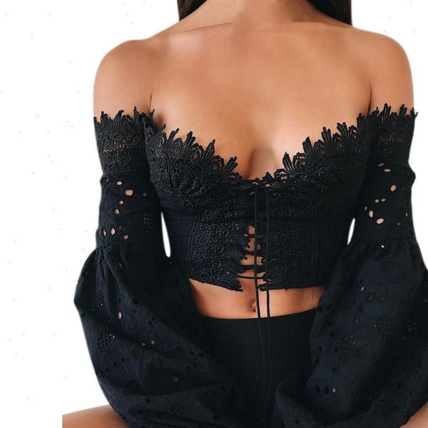 fashion off shoulder womens shirt long sleeve hollow lace loose spring summer, White
fashion off shoulder womens shirt long sleeve hollow lace loose spring summer, White
