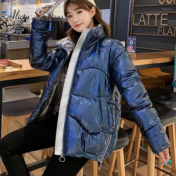 women's down & parkas 2021 winter coat jacket women short shiny cotton padded glossy korean loose casual stand collar thick warm female, Black
women's down & parkas 2021 winter coat jacket women short shiny cotton padded glossy korean loose casual stand collar thick warm female, Black