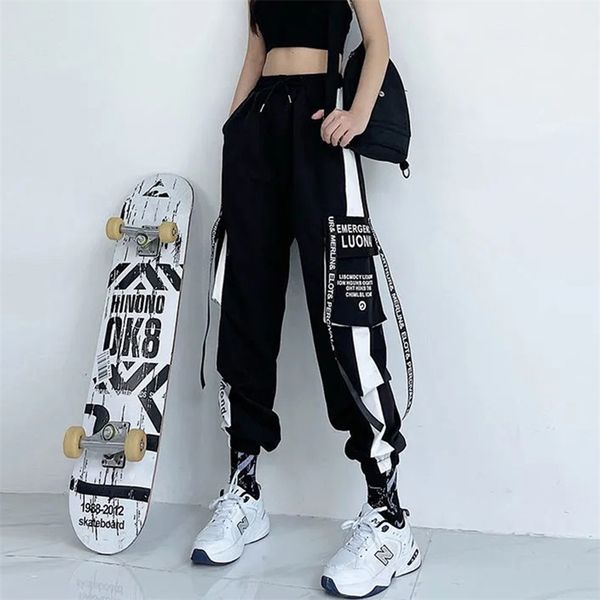 women cargo pants high waist loose sport trousers streetwear clothing plus size casual pant quality elastic bottom 210925, Black;white
women cargo pants high waist loose sport trousers streetwear clothing plus size casual pant quality elastic bottom 210925, Black;white