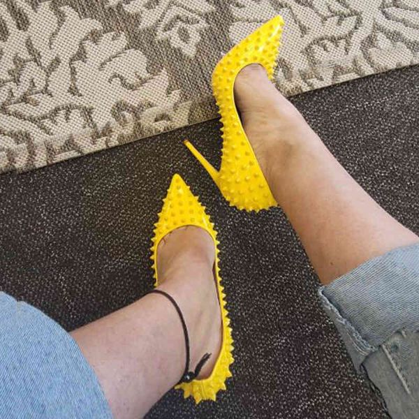 dress shoes tikicup yellow full spikes women pointy toe stiletto high heels size 33-45 punk rivets slip on pumps ladies party, Black
dress shoes tikicup yellow full spikes women pointy toe stiletto high heels size 33-45 punk rivets slip on pumps ladies party, Black