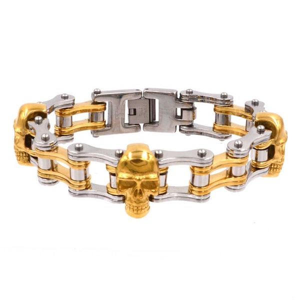 link, chain skull punk motorcycle bracelets men 316l stainless steel golden color bicycle bracelet jewelry, Black
link, chain skull punk motorcycle bracelets men 316l stainless steel golden color bicycle bracelet jewelry, Black