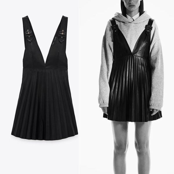dresses faux leather pleated pinafore women vintage adjustable wide straps leatherette es chic metal buckle vestido, Black;gray
dresses faux leather pleated pinafore women vintage adjustable wide straps leatherette es chic metal buckle vestido, Black;gray