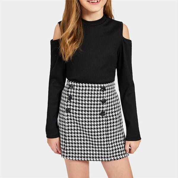 1 6y 2 pcs infant baby cold shoulder solid color long sleeve round neck pullover houndstooth print skirt clothing sets, White
1 6y 2 pcs infant baby cold shoulder solid color long sleeve round neck pullover houndstooth print skirt clothing sets, White