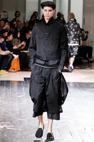 men's pants yards trousers male fashion elegant culottes wide leg loose the singer's clothing, Black
men's pants yards trousers male fashion elegant culottes wide leg loose the singer's clothing, Black