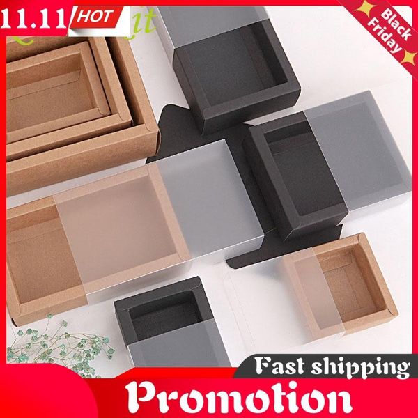 10pcs kraft paper packing box with transparent pvc window black delicate drawer display gift wedding cookie candy cake boxes wrap
10pcs kraft paper packing box with transparent pvc window black delicate drawer display gift wedding cookie candy cake boxes wrap
