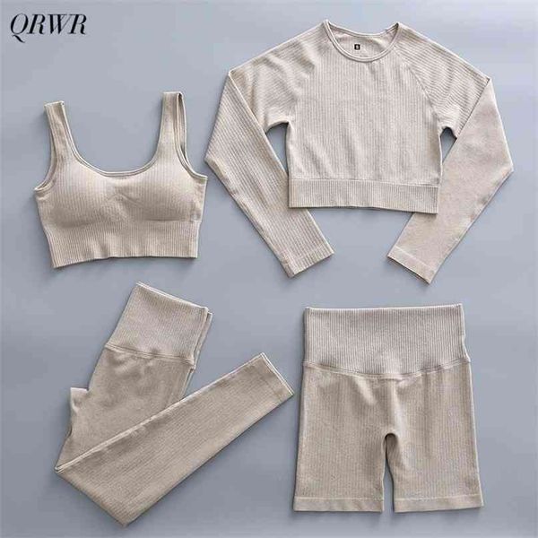 2/4pcs set women's sportswear seamless yoga fitness long sleeve crop bra high waist leggings s suits 210813, Gray
2/4pcs set women's sportswear seamless yoga fitness long sleeve crop bra high waist leggings s suits 210813, Gray