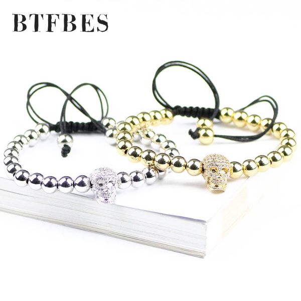 charm bracelets btfbes men skull bracelet 6mm copper micro pave setting czech braiding women macrame beads gift, Golden;silver
charm bracelets btfbes men skull bracelet 6mm copper micro pave setting czech braiding women macrame beads gift, Golden;silver